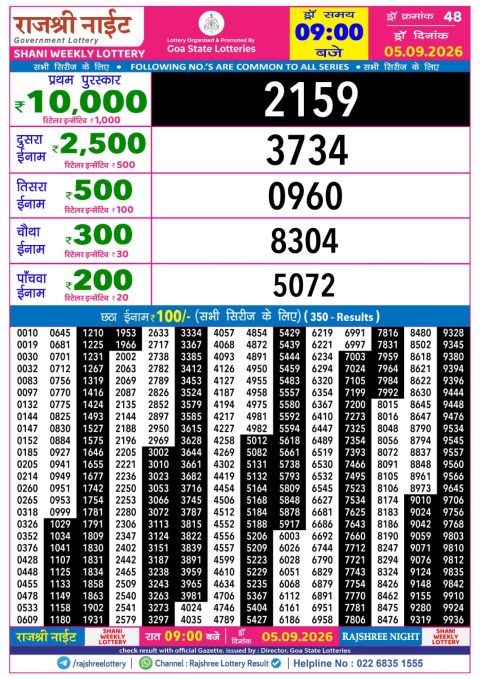 Everest Result Today Dear Lottery Chart