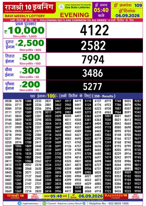 Everest Result Today Dear Lottery Chart