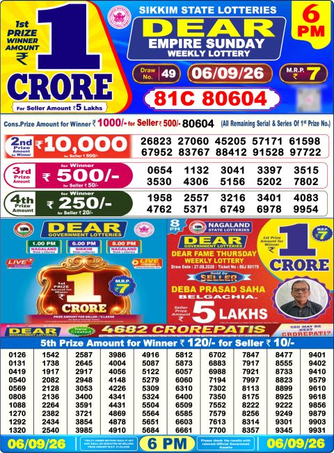 Everest Result Today Dear Lottery Chart