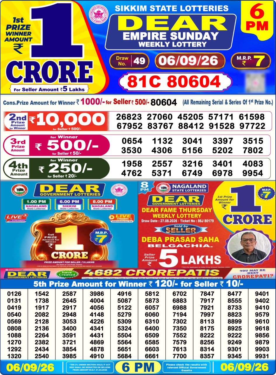 Everest Result Today Dear Lottery Chart