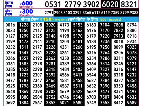 Everest Result Today Dear Lottery Chart
