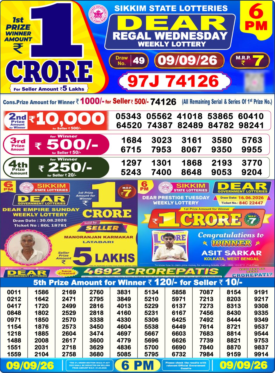 Everest Result Today Dear Lottery Chart