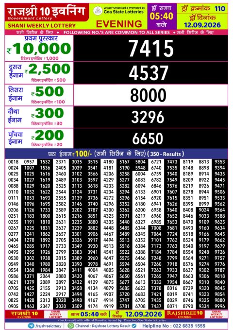 Everest Result Today Dear Lottery Chart