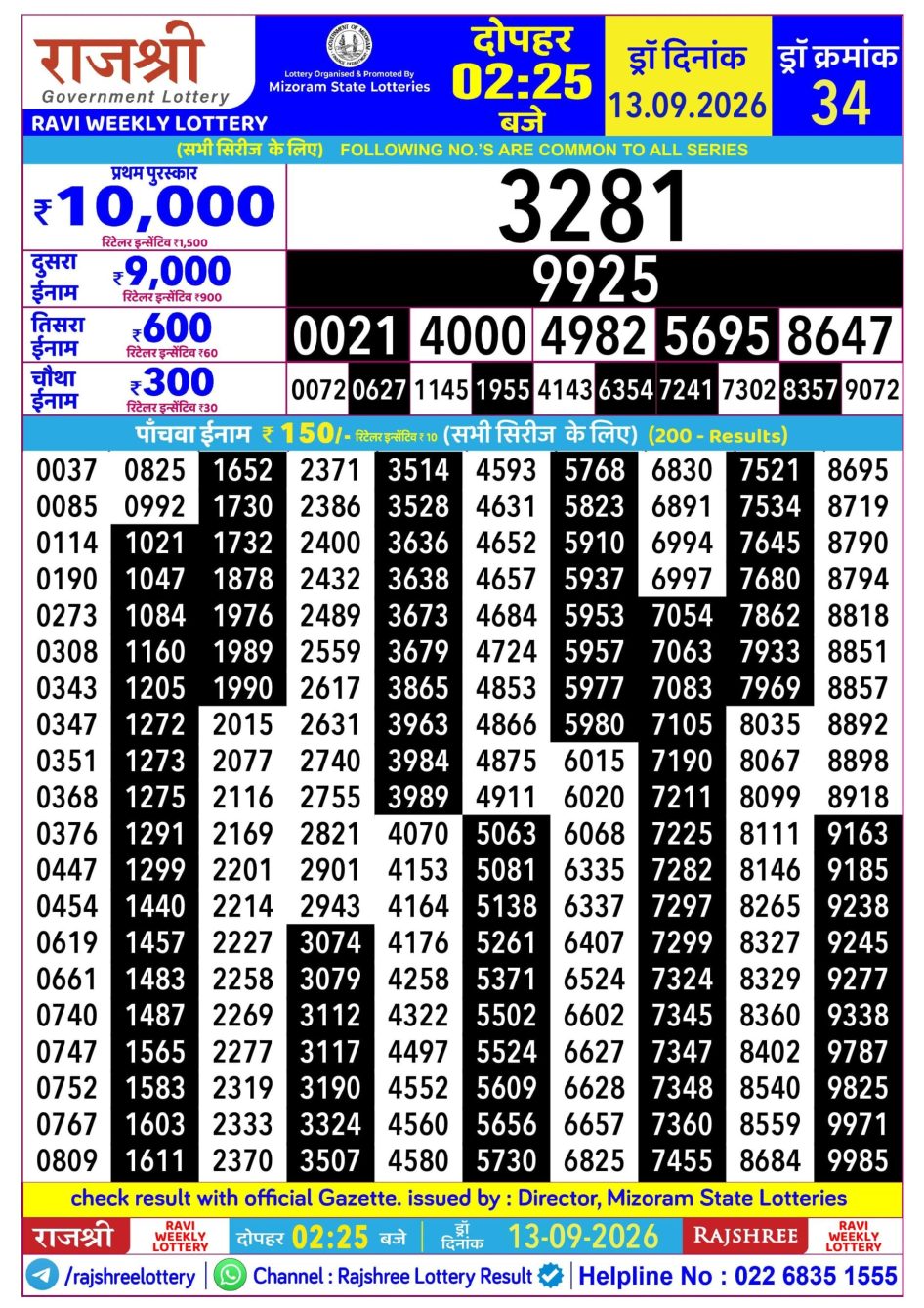 Everest Result Today Dear Lottery Chart