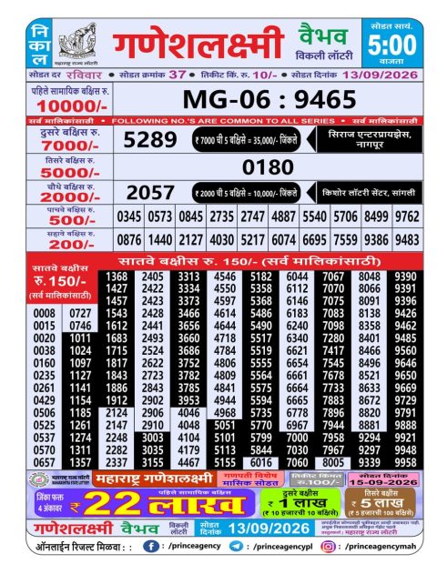 Everest Result Today Dear Lottery Chart