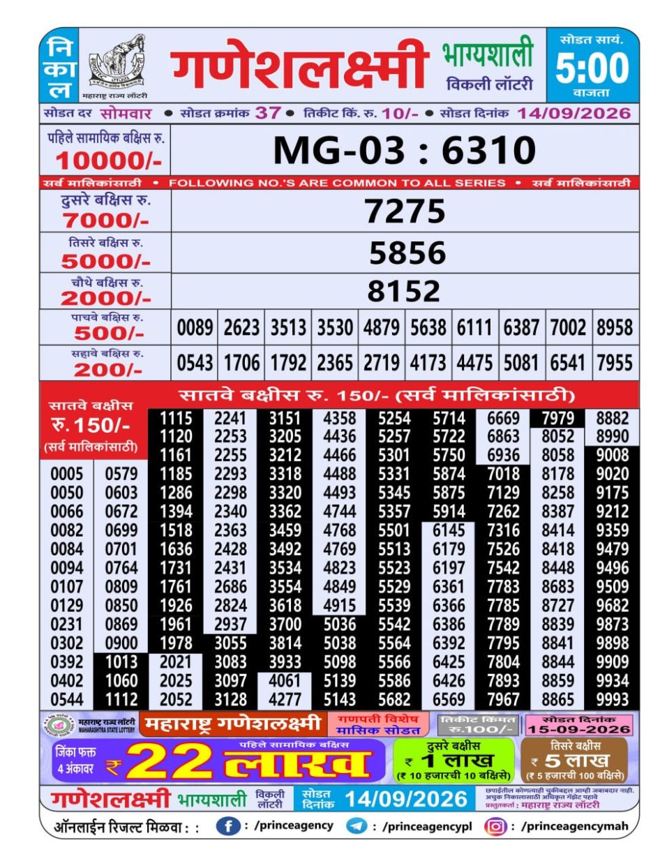 Everest Result Today Dear Lottery Chart