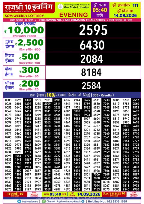 Everest Result Today Dear Lottery Chart