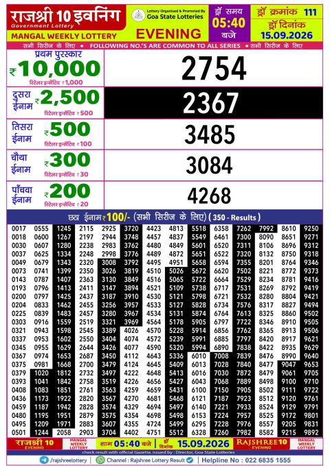 Everest Result Today Dear Lottery Chart