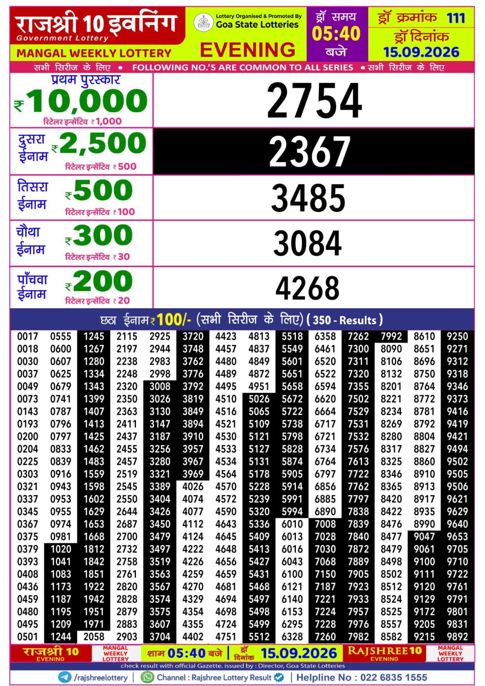 Everest Result Today Dear Lottery Chart