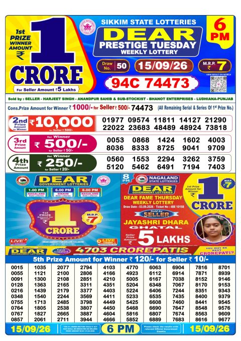 Everest Result Today Dear Lottery Chart