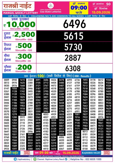 Everest Result Today Dear Lottery Chart
