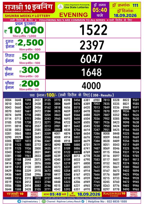 Everest Result Today Dear Lottery Chart