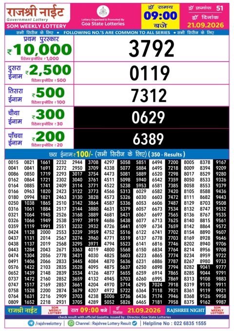 Everest Result Today Dear Lottery Chart