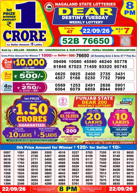 Everest Result Today Dear Lottery Chart