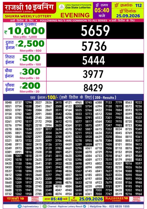 Everest Result Today Dear Lottery Chart