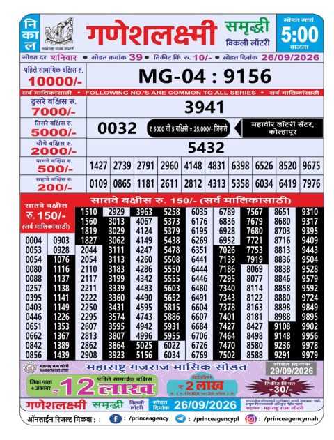 Everest Result Today Dear Lottery Chart