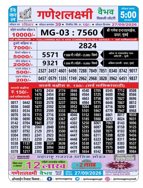 Everest Result Today Dear Lottery Chart