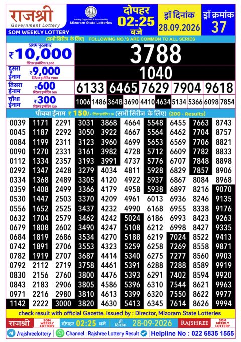 Everest Result Today Dear Lottery Chart