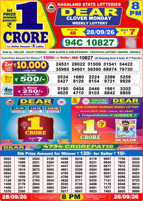 Everest Result Today Dear Lottery Chart