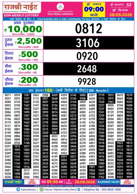 Everest Result Today Dear Lottery Chart