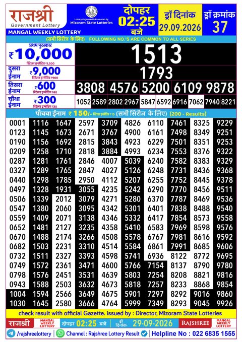 Everest Result Today Dear Lottery Chart