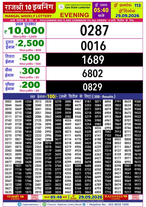 Everest Result Today Dear Lottery Chart