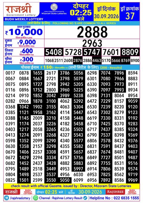 Everest Result Today Dear Lottery Chart