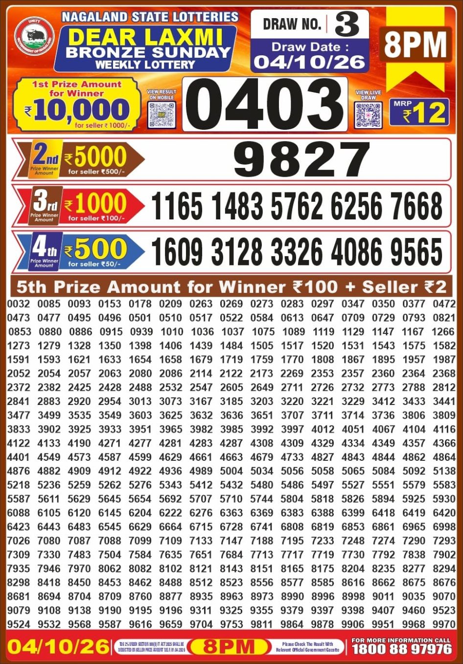 Everest Result Today Dear Lottery Chart