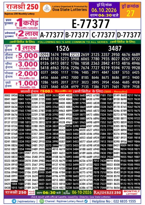 Everest Result Today Dear Lottery Chart
