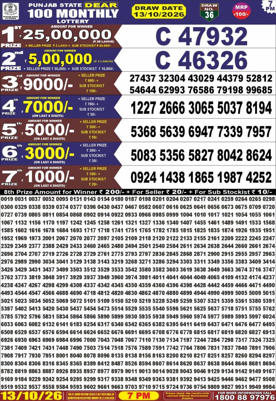 Everest Result Today Dear Lottery Chart