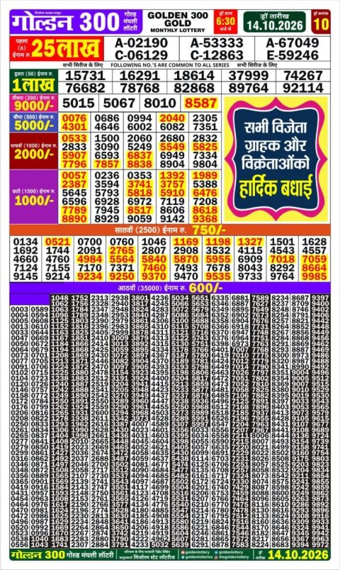 Everest Result Today Dear Lottery Chart
