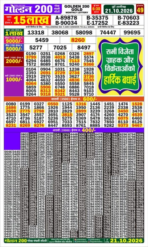 Everest Result Today Dear Lottery Chart