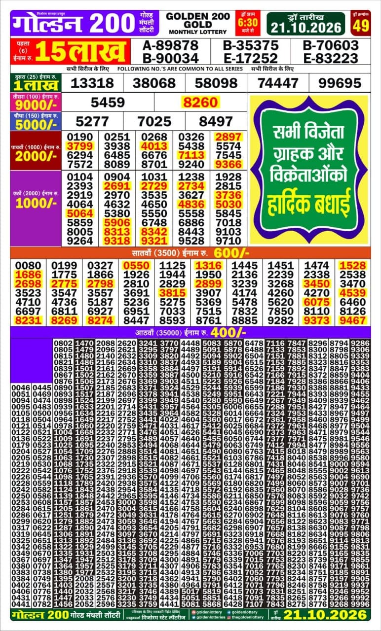 Everest Result Today Dear Lottery Chart