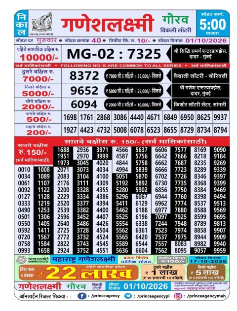 Everest Result Today Dear Lottery Chart