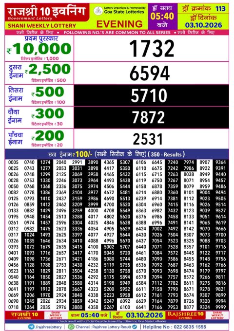 Everest Result Today Dear Lottery Chart