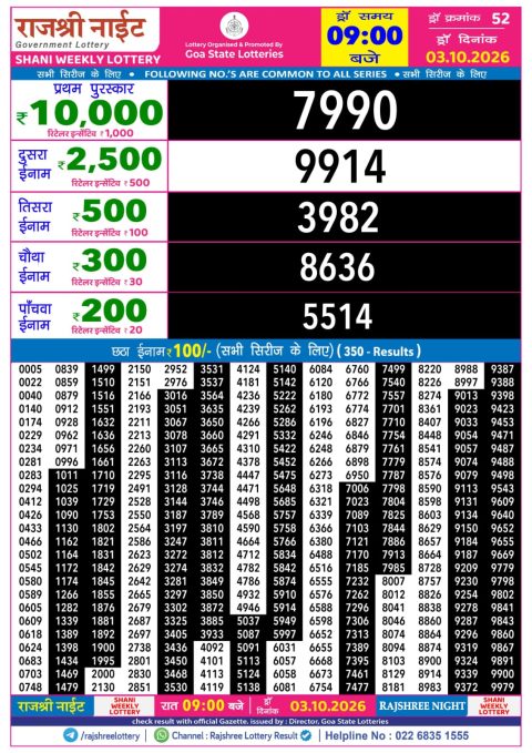 Everest Result Today Dear Lottery Chart