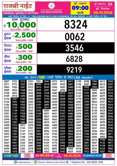 Everest Result Today Dear Lottery Chart