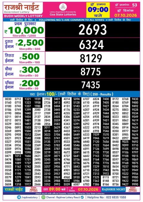 Everest Result Today Dear Lottery Chart
