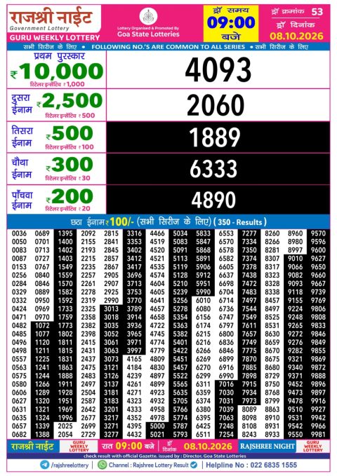 Everest Result Today Dear Lottery Chart