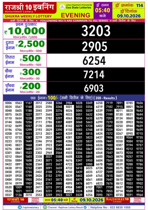 Everest Result Today Dear Lottery Chart