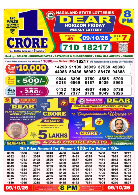 Everest Result Today Dear Lottery Chart