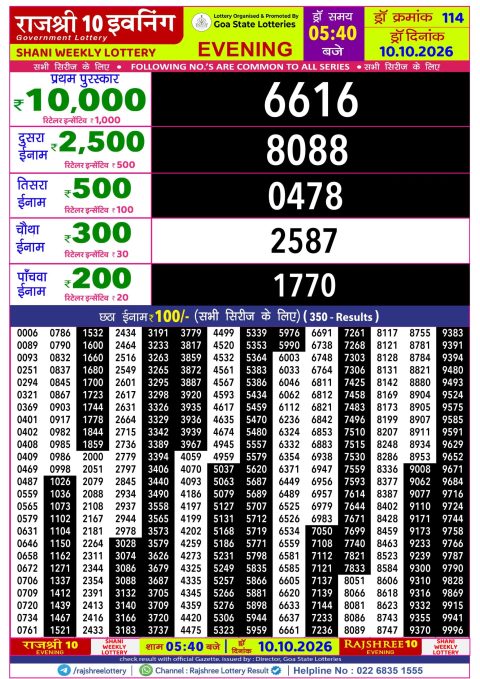 Everest Result Today Dear Lottery Chart