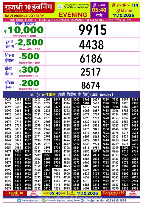 Everest Result Today Dear Lottery Chart