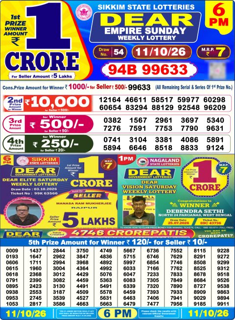 Everest Result Today Dear Lottery Chart