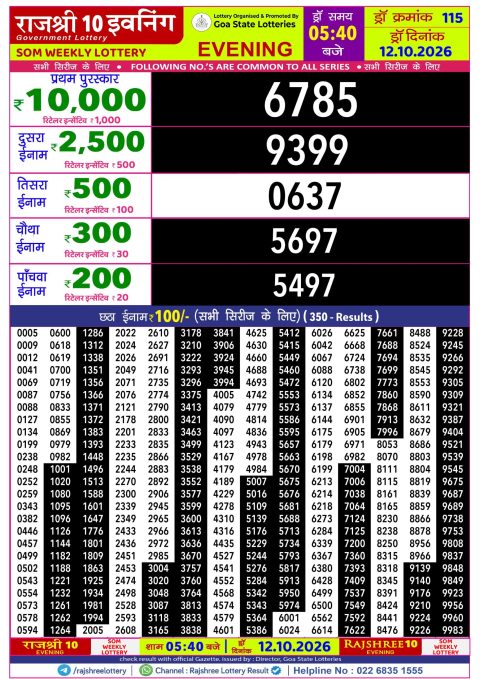 Everest Result Today Dear Lottery Chart