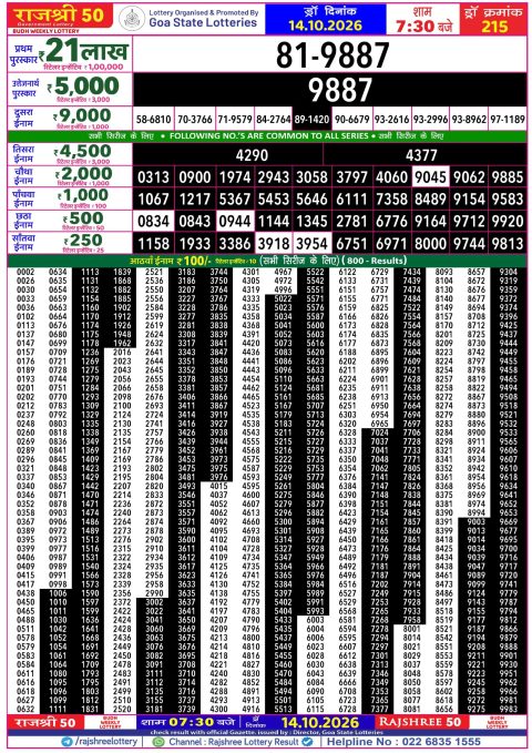 Everest Result Today Dear Lottery Chart