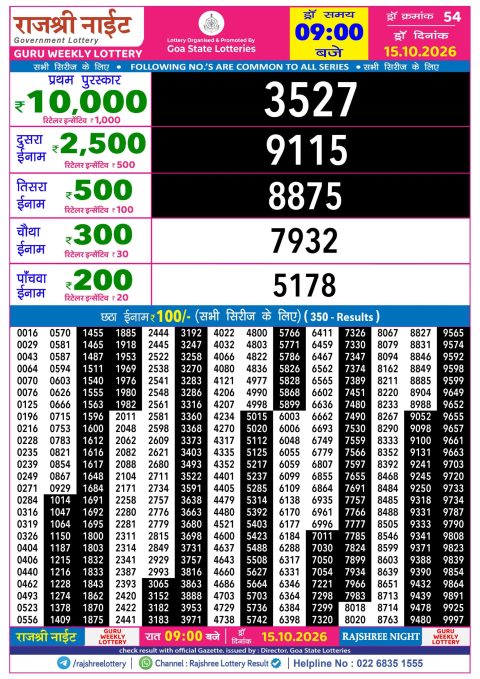 Everest Result Today Dear Lottery Chart