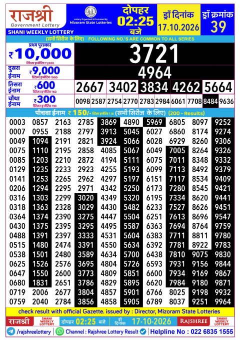 Everest Result Today Dear Lottery Chart