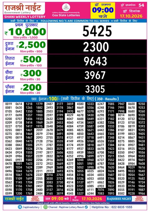 Everest Result Today Dear Lottery Chart