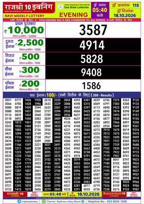 Everest Result Today Dear Lottery Chart